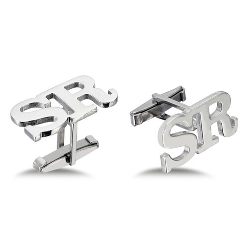 Custom Prose Letter Medium Size Silver Two Letter Cufflinks - CNG Jewels