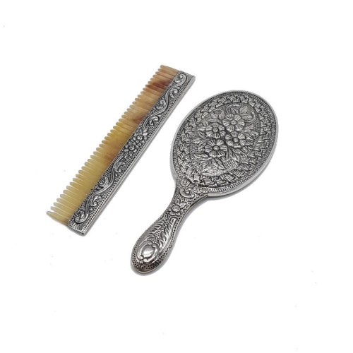 Daisy Hand Mirror Comb Double Silver Set No 2 - CNG Jewels