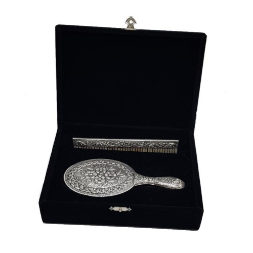 Daisy Hand Mirror Comb Double Silver Set No 2 - CNG Jewels (1)