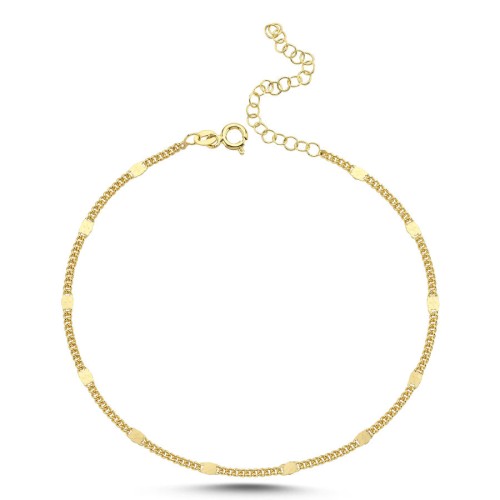 Damalı Gurmet Zincir Gold Gümüş Halhal - CNG Jewels