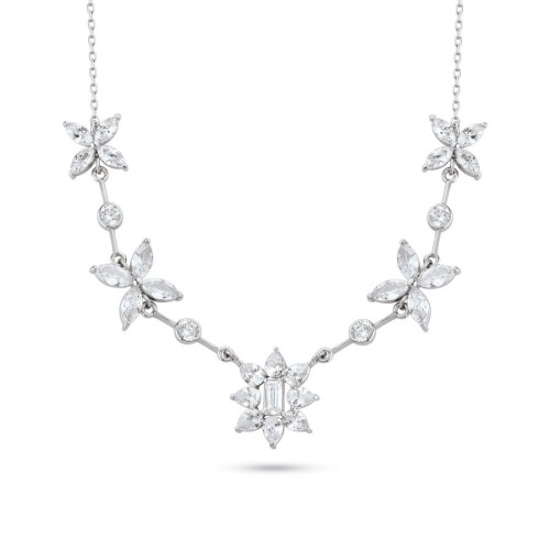 Damla Baget Markiz Taşlı Tasarım Kadın Gümüş Kolye - CNG Jewels