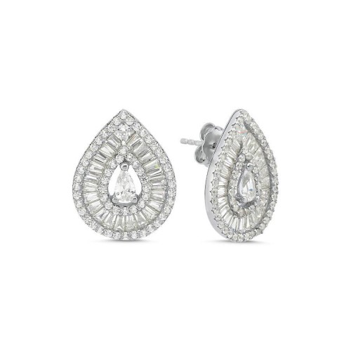 Damla Baget Trapez Gümüş Kadın Küpe - CNG Jewels