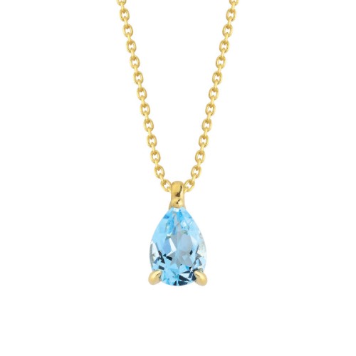 Damla Blue Topaz Altın Kolye - CNG Jewels
