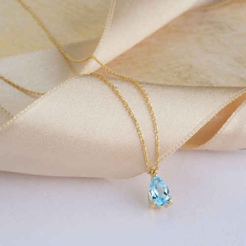 Damla Blue Topaz Altın Kolye - CNG Jewels (1)
