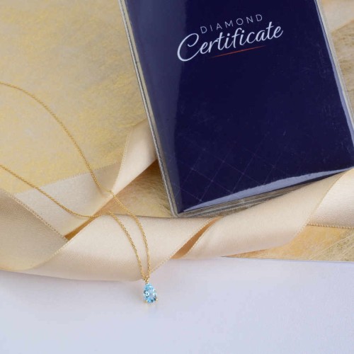 Damla Blue Topaz Altın Kolye - 3