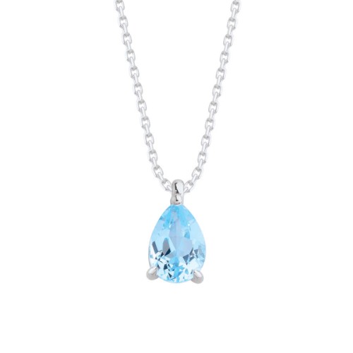 Damla Blue Topaz Beyaz Altın Kolye - CNG Jewels