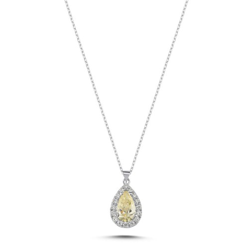 Damla Fancy Sarı Taşlı Gümüş Kadın Kolye - CNG Jewels