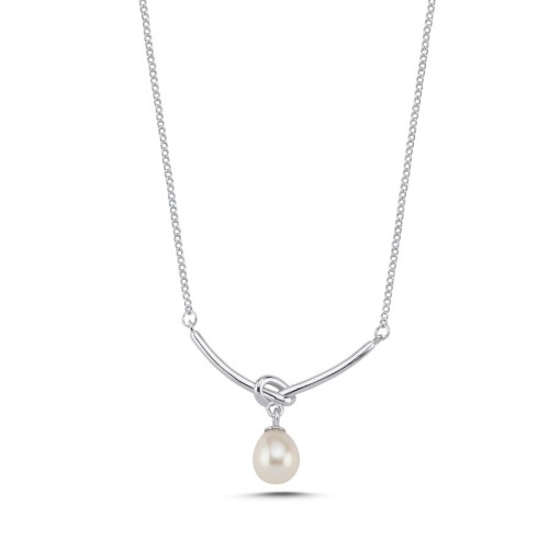 Damla İncili Aşk Düğümü Gümüş Kadın Kolye - CNG Jewels