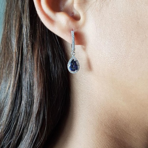 Damla Mavi Mistik Topaz Kadın Sallantılı Gümüş Küpe - CNG Jewels (1)
