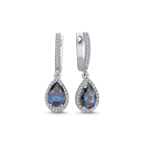 Damla Mavi Mistik Topaz Kadın Sallantılı Gümüş Küpe - CNG Jewels