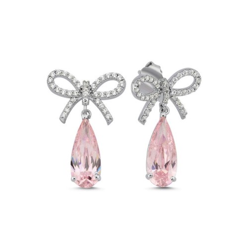 Damla Pembe Fiyonk Gümüş Kadın Küpe - CNG Jewels