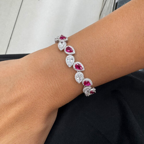 Drop Ruby Women's Silver Waterway Bracelet - CNG Jewels (1)