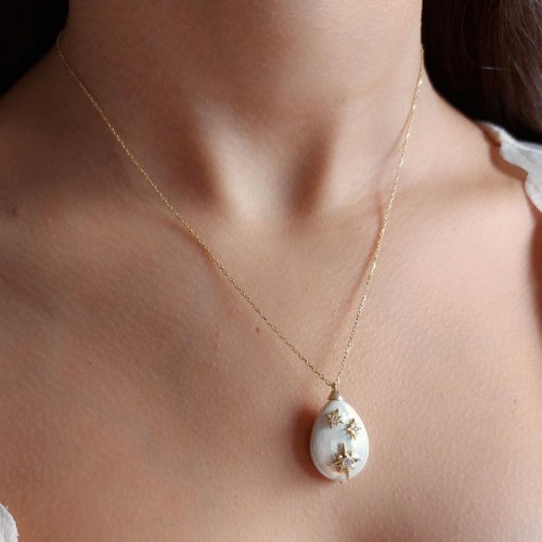 Damla Sedef Kutup Yıldızlı Gümüş Kadın Kolye - CNG Jewels (1)