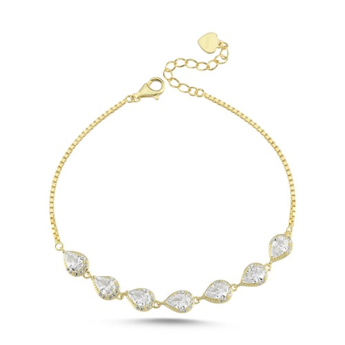 Drop Stone Gold Women's Silver Bracelet - CNG Jewels (1)