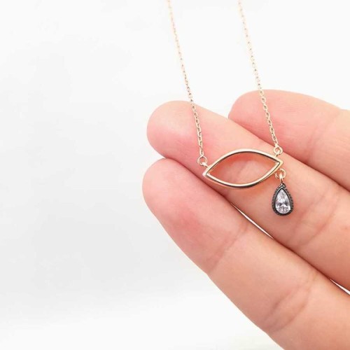 Damla Taşlı Gözyaşı Gümüş Kadın Kolye - CNG Jewels (1)