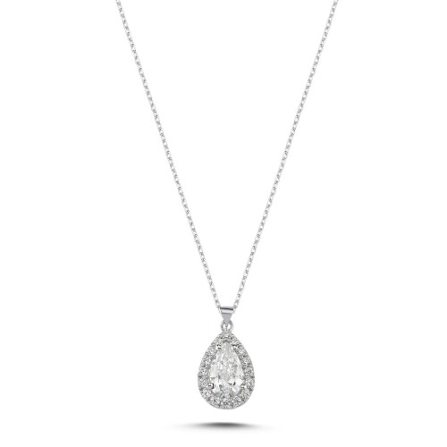 Damla Taşlı Gümüş Kadın Kolye - CNG Jewels