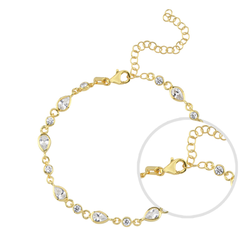 Damla Taşlı Zincir Kadın Gümüş Bileklik - CNG Jewels (1)