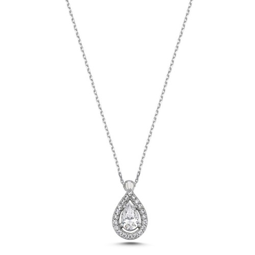 Drop Solitaire Anturaj White Gold Necklace 