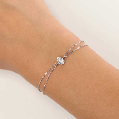 Diamond Model Drop Solitaire Anturage Silver Women's Bracelet 