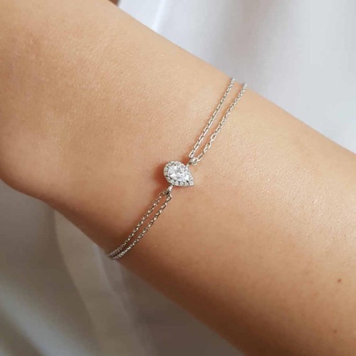 Pırlanta Modeli Damla Tektaş Anturaj Gümüş Kadın Bileklik - 3