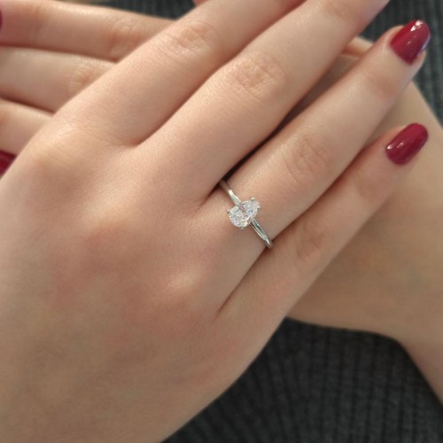 Drop Solitaire Silver Women's Ring - CNG Jewels