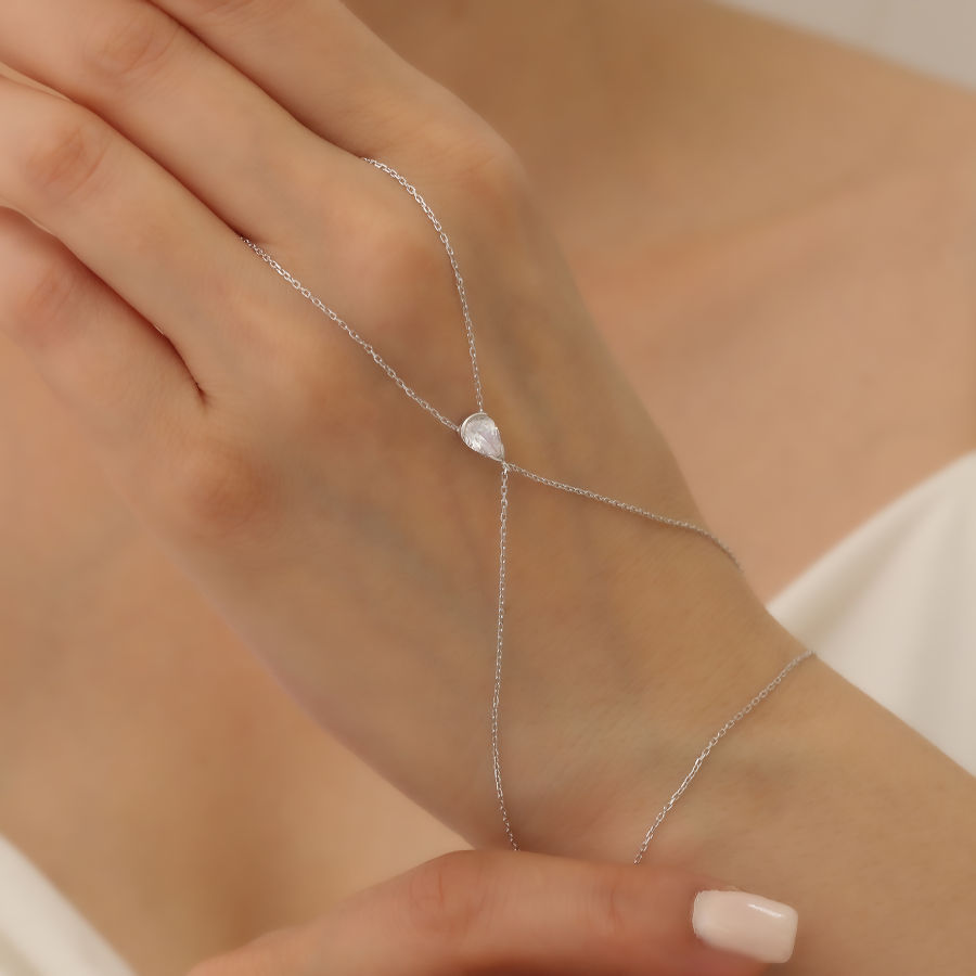 Drop Solitaire Silver Shahmaran Bracelet - CNG Jewels