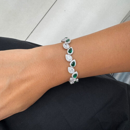 Drop Emerald Women's Silver Waterway Bracelet - CNG Jewels (1)