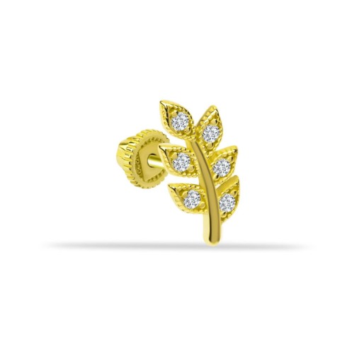 Defne Yaprağı Altın Helix Piercing - CNG Jewels