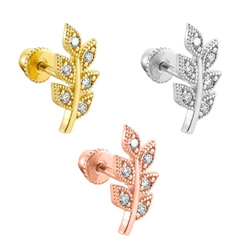 Defne Yaprağı Altın Helix Piercing - CNG Jewels (1)