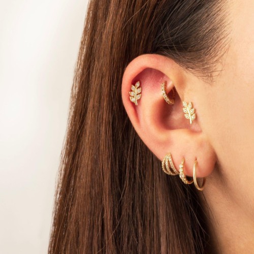 Defne Yaprağı Altın Helix Piercing - 3