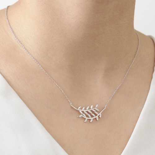 Defne Yaprağı Gümüş Bayan Kolye - CNG Jewels (1)