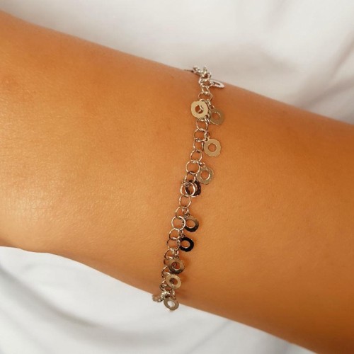 Delikli Pul Sallantılı Gümüş Bayan Bileklik - CNG Jewels