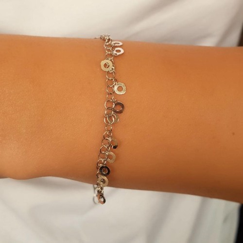 Delikli Pul Sallantılı Gümüş Bayan Bileklik - CNG Jewels (1)