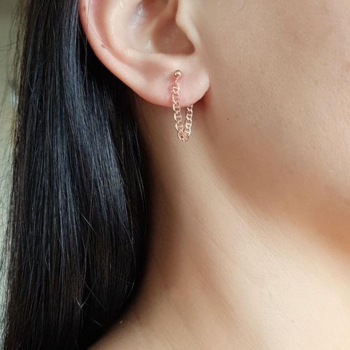 Delikli Zincir Rose Gümüş Bayan Küpe - CNG Jewels (1)