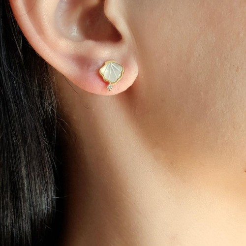 Deniz Yıldızı İstiridye Gold Gümüş Bayan Küpe - CNG Jewels (1)