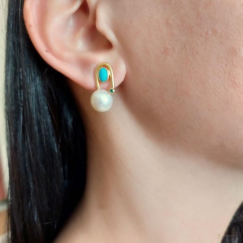 Design Azul Perla Silver Earrings - CNG Jewels
