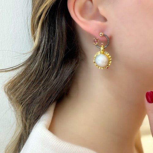 Doğal İnci Turmalin Özel Tasarım Kadın Gümüş Küpe - CNG Jewels (1)