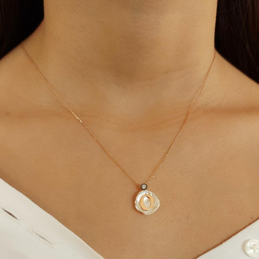 Natural Pearl Letter O Silver Women's Necklace - CNG Jewels (1)