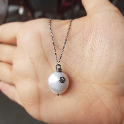 Doğal İncili Gümüş Bayan Kolye - CNG Jewels