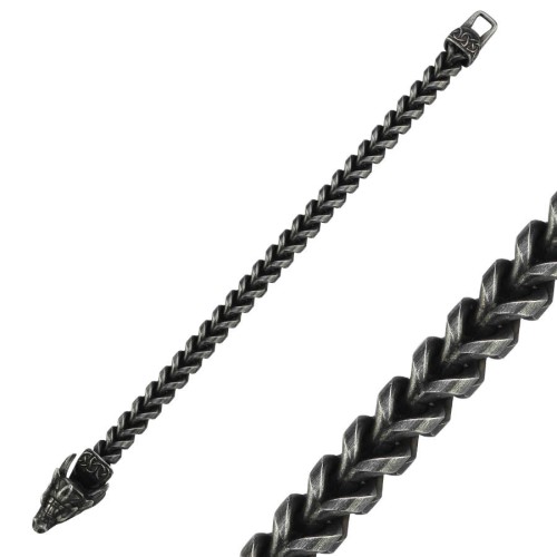 Ejderha Kafalı Kubik Gurmet Eskitme Erkek Çelik Bileklik - CNG Jewels (1)