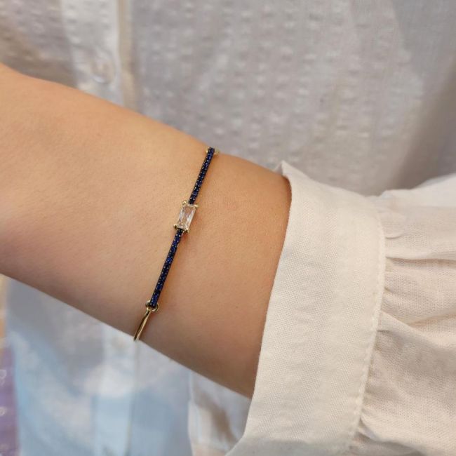 Elegant Baget Mavi Gümüş Kadın Bileklik - 2