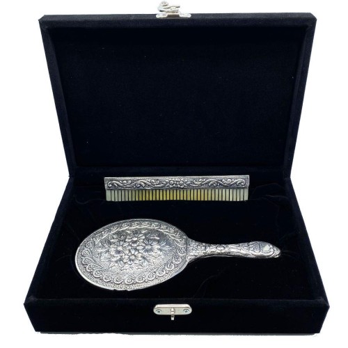  Daisy Hand Mirror Comb Double Silver Set No 3 - CNG Jewels (1)
