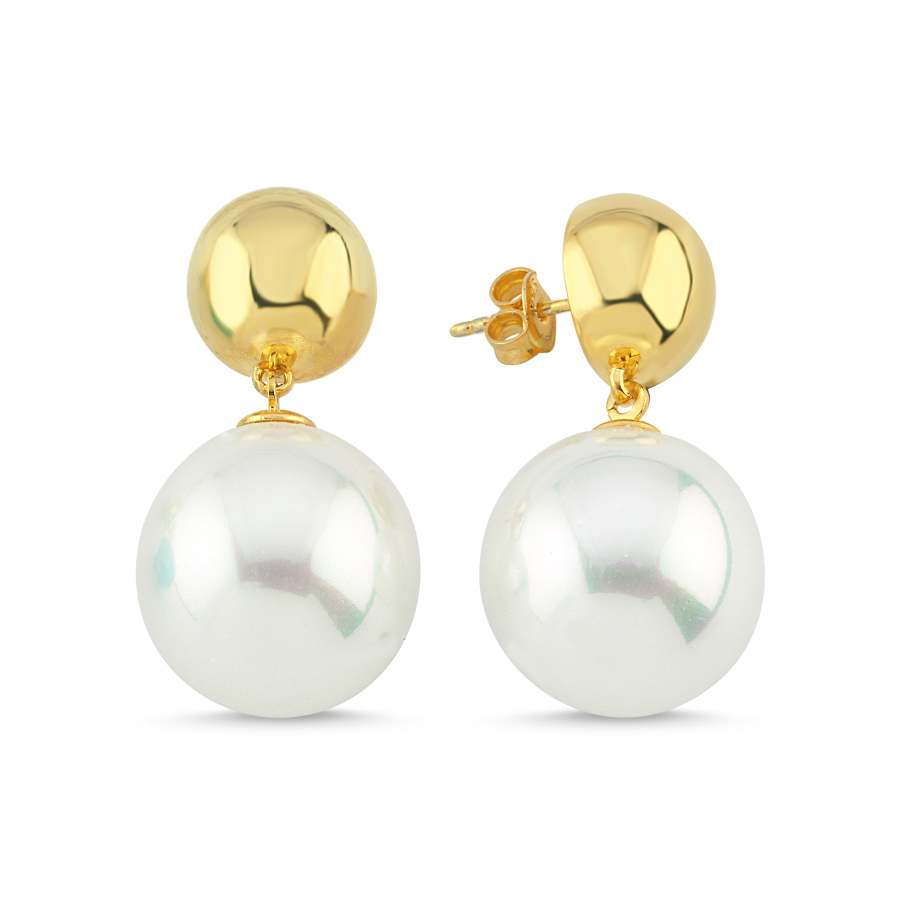 Esfera Top İnci Sallantılı Kadın Gümüş Küpe - CNG Jewels