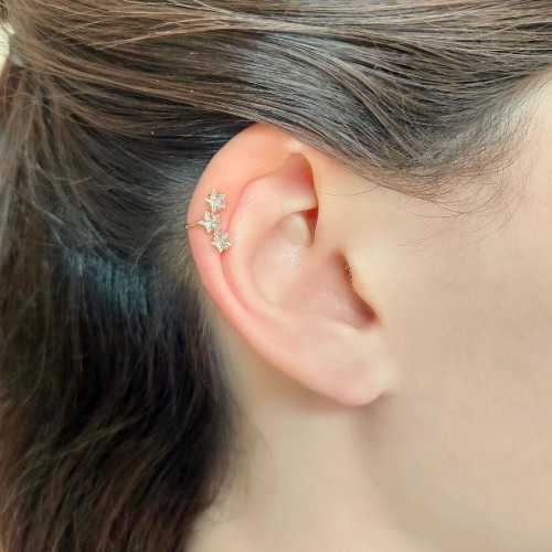 Estralla Taşlı Rose Kıkırdak Gümüş Bayan Küpe - CNG Jewels (1)
