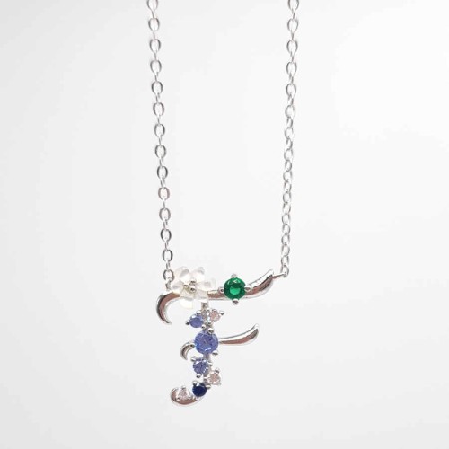 F Harfi Çiçekli Gümüş Bayan Kolye - CNG Jewels
