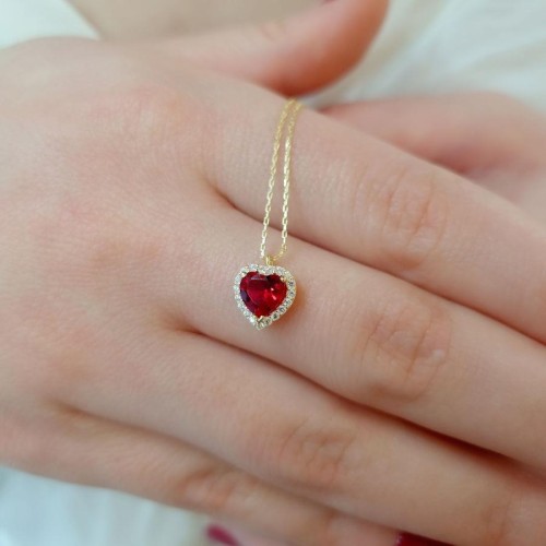 Fancy Ruby Kalp Gümüş Kadın Kolye - CNG Jewels (1)