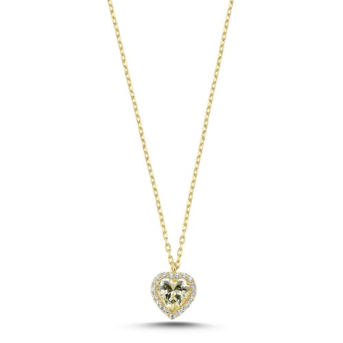Fancy Sarı Kalp Gümüş Kadın Kolye - CNG Jewels