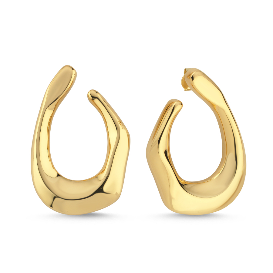 Fibula Büyük Damla Kadın Gümüş Küpe - CNG Jewels