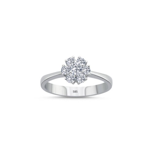 Flora 14 Ayar Beyaz Altın Yüzük - CNG Jewels