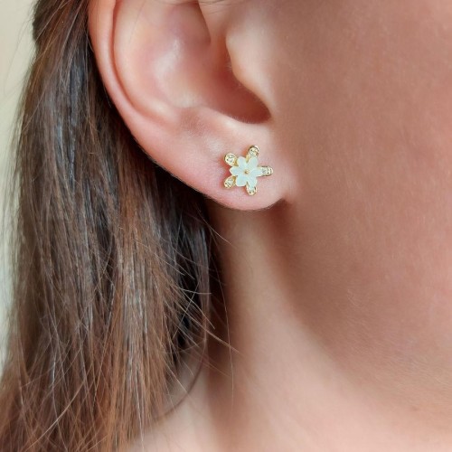 Flora Minimal Gold Gümüş Kadın Küpe - CNG Jewels